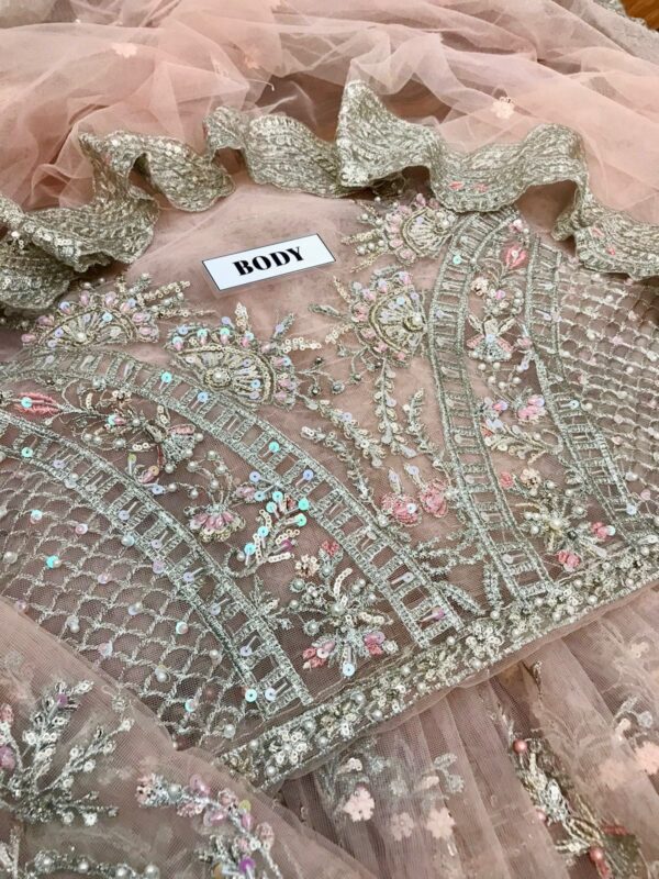 Brand MARIA B - Net frock with satain silk - Image 5