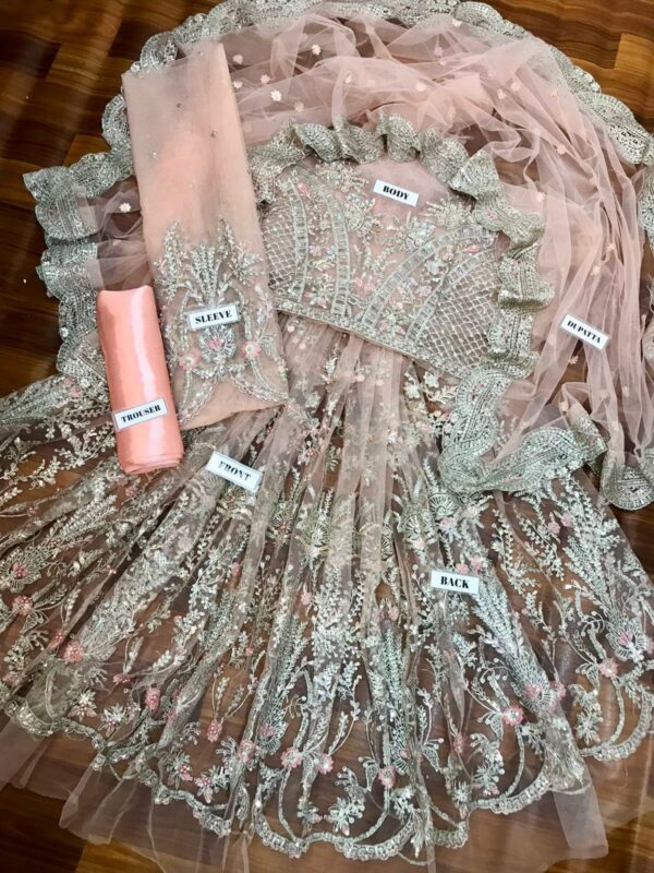Brand MARIA B - Net frock with satain silk - Image 4