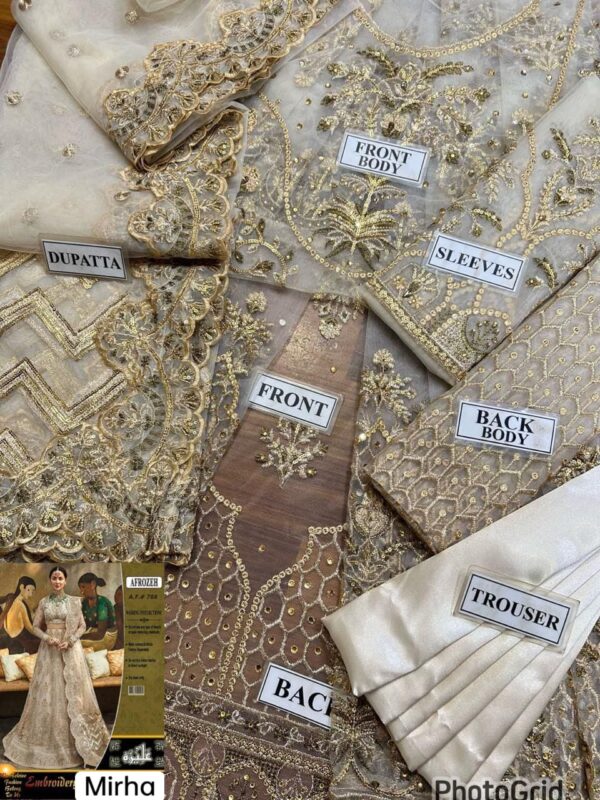 BRAND AFROZEH  - NET Frok With SATIN SILK Trouser - Image 4